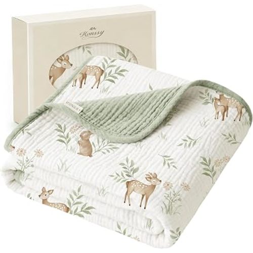Konssy 100% Cotton Muslin Baby Blanket for Girls Boys, 40"x36"