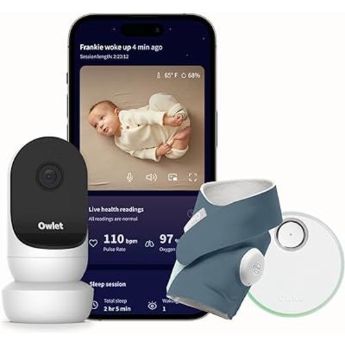 Owlet® Dream Duo Smart Baby Monitor: FDA-Cleared Dream Sock® Plus Owlet Cam 2- Tracks & Notifies for Pulse Rate & Oxygen While Viewing Baby in 1080p HD WiFi Video