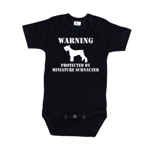 Schnauzer Onesie®, Warning Protected By Miniature Schnauzer, Dog And Baby, Super Soft Rompers, Schnauzer Bodysuit