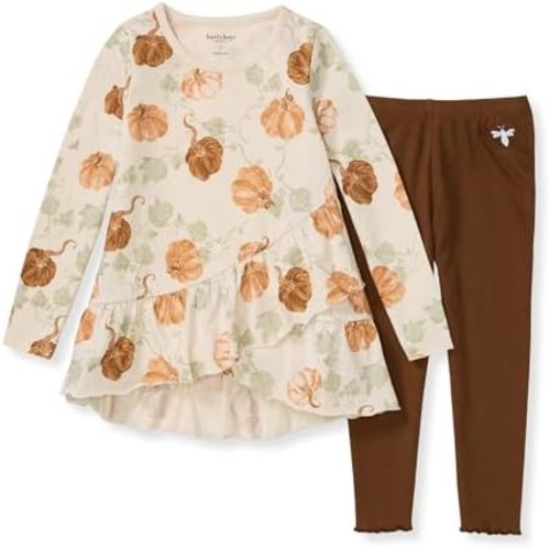 Burt's Bees Baby Baby Girls' Long Sleeve Top and Pant Set, 100% Organic Cotton