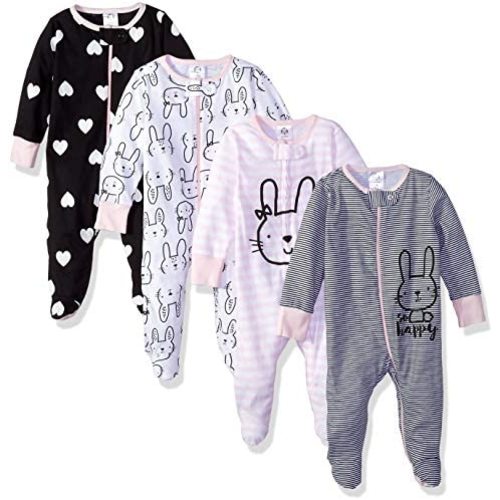 Gerber Baby Girls' 4 Pack Sleep 'N Play Footie