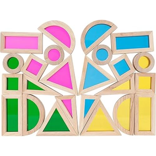 TickiT Rainbow Blocks | Set of 24 | Sensory Blocks for Toddlers Ages 1-3 | Colorful Montessori Stacking Shapes | First Building Blocks