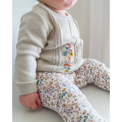 Floral Jersey Stretch Baby Legging Pants (Organic Cotton)