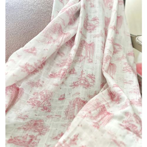 Spring Toile Pink X-Large Muslin Swaddle