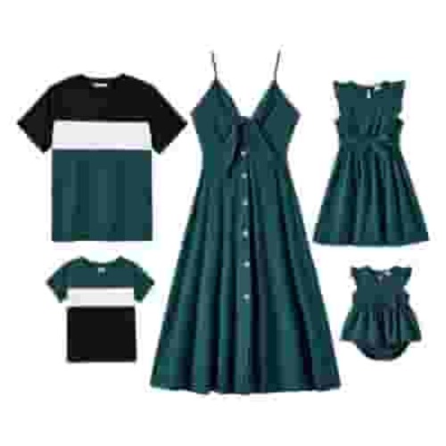 PatPat Family Matching Outfits Mommy and Me Cami Dresses and Short-sleeve Tee Sets for Women