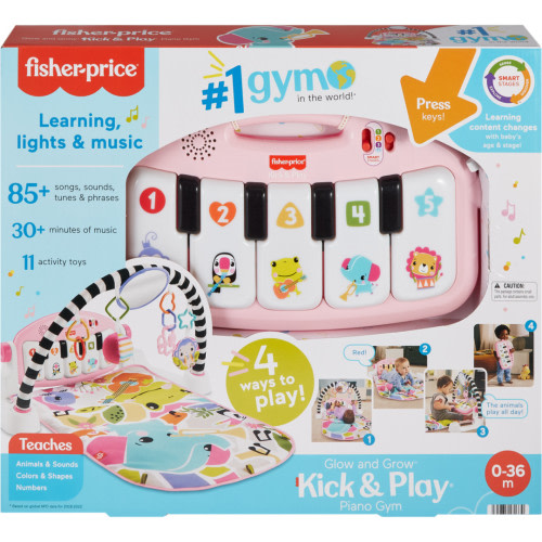 Fisher Price Glow and Grow Kick & Play Piano Gym Pink -