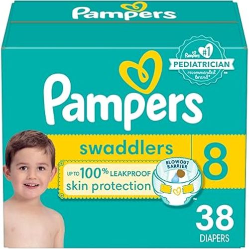 Pampers Baby Diapers - Swaddlers - Size 8, 38 Count, Ultra Absorbant Disposable Infant Diaper