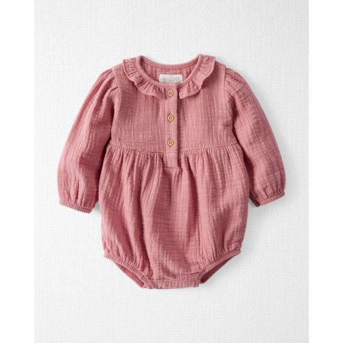 Baby Organic Cotton Gauze Ruffle Bubble in Dark Blush - Little Planet | Carter's