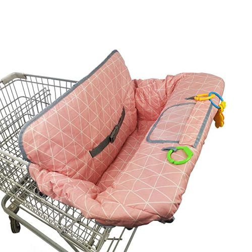 Shopping Cart Covers for Baby Girl, Cotton High Chair Cover, Toddler Grocery cart Cushion, Infant Cart Cover for Babies Girl, Machine Washable (Pink) - Pink triangles