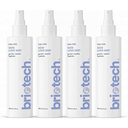 Briotech Baby Skin Love Spray | Gentle Hypochlorous Acid Mist for Soothing, Calming & Cleansing Delicate Skin | Pediatrician-Approved, Added Fragrance-Free | 4 oz (4 Pack)