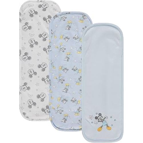 Disney Baby Burp Cloths 3 Pack – 100% Cotton – Mickey Mouse, Minnie Mouse, Winnie The Pooh, Dumbo – Soft & Absorbent Newborn Essentials for Boys & Girls