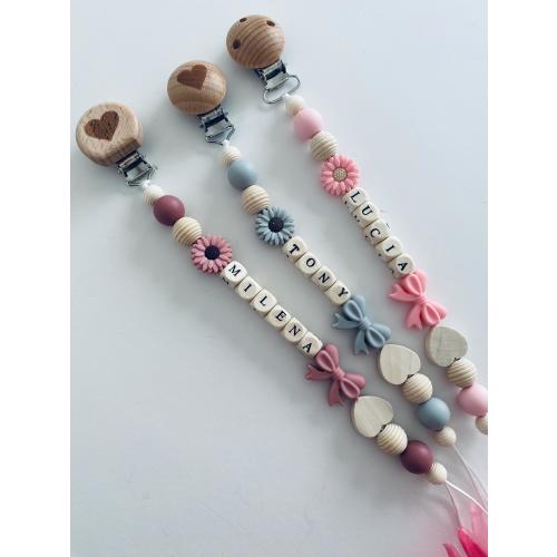 Personalized Pacifier Clip, Baby Shower Gift, Custom Soother Holder, Newborn Binky Clip with Name