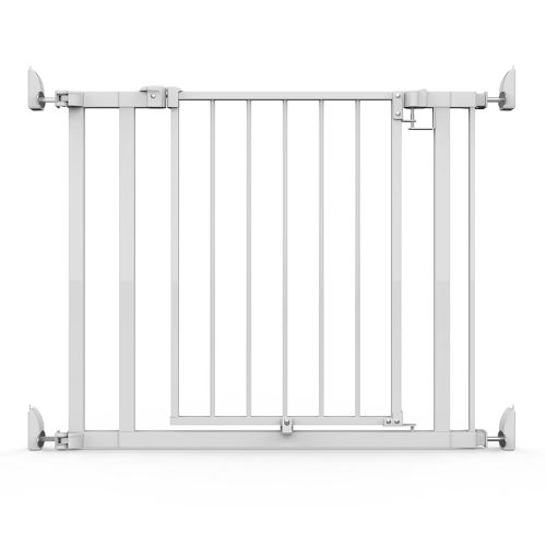 Ingenuity The Doorway 37W Series Pet and Baby Gate with Quad Cam Lock, 30"-37" Wide, 28" Tall, Pressure or Hardware Mounted, Install on Wall or Banister in Doorway or Stairway, Auto Close Door - White