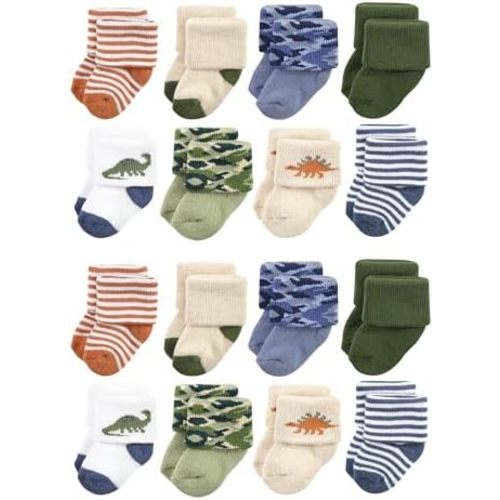 Hudson Baby Unisex Cotton Rich Baby Terry Socks 16-Pack