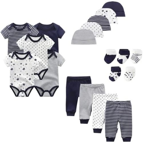 Unisex Baby Boy Girl Layette Sets Bodysuits Pants And Accessories 19 Packs Comfort Infant Outfit New Born Essentials