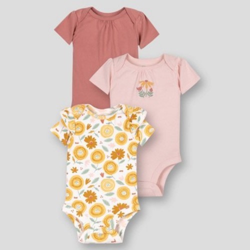 Lamaze Baby Girls' 3pk Organic Cotton Short Sleeve Bodysuit