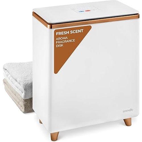 SereneLife Luxury Towel Warmer, with Customized Fragrance for Spa and Bathroom, Luxury Towel Heater Gifts for Him & Her, Auto Shut off, Fits 2 large Towels, Blankets, Bathrobes, PJ's