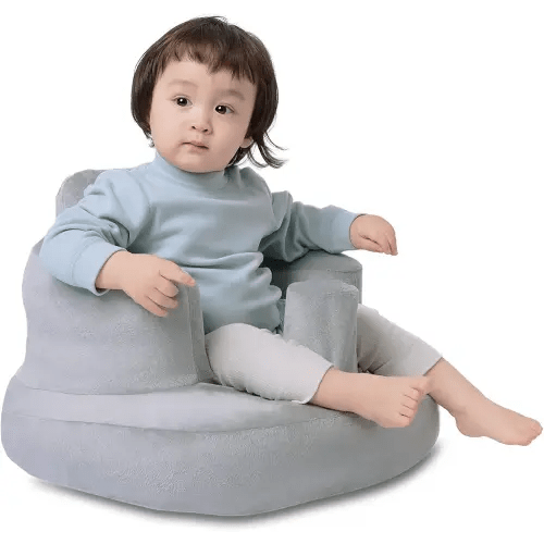 Inflatable Baby Chair with Breathable Cover for Babies 3 Months & Up, 2-Way Use Inflatable Baby Seat Sitting Up, Built in Air Pump Blow Up Infant Floor Seat