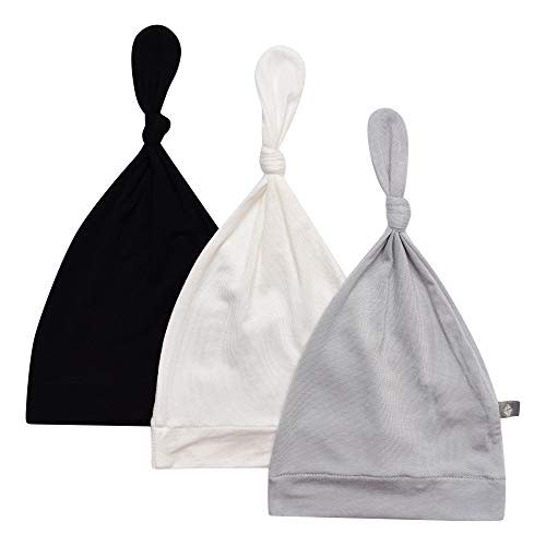 KYTE BABY Rayon Made from Bamboo Baby Beanie Hats - Super Soft Knotted Caps Available in Pattern and Solid Colors - 3 Pack