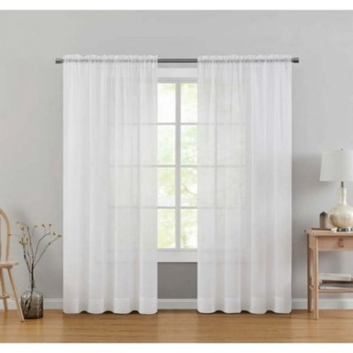 Mainstays Marjorie Sheer Voile Curtain Panel, 1 Panel, White, 59" W x 84" L