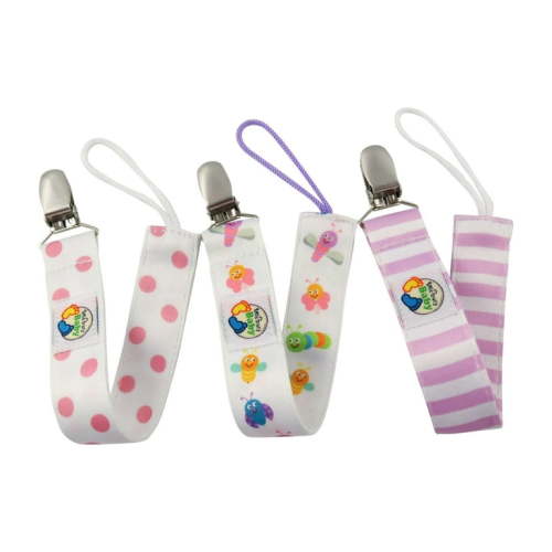 Little Busy Baby 3-Pack Baby Accessory Bugs Pacifier Clips for Girls Cute Soothie & Binky Holders