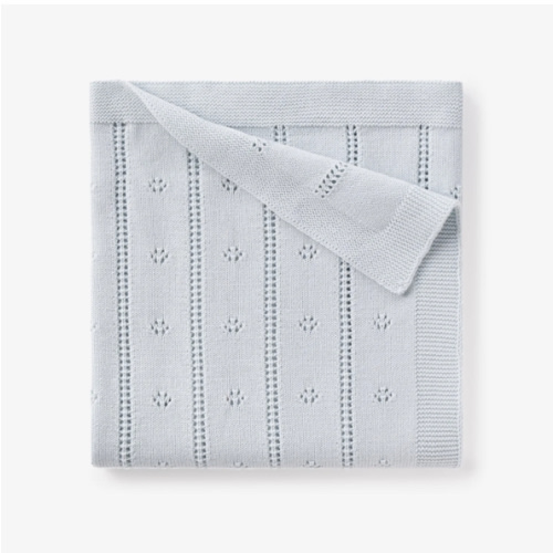 Pale Blue Pointelle Knit Baby Blanket – Elegant Baby