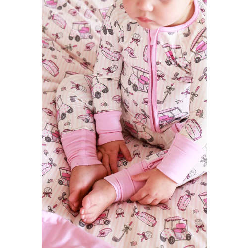 Convertible Zip Romper in Caddie Crew Pink | Caden Lane
