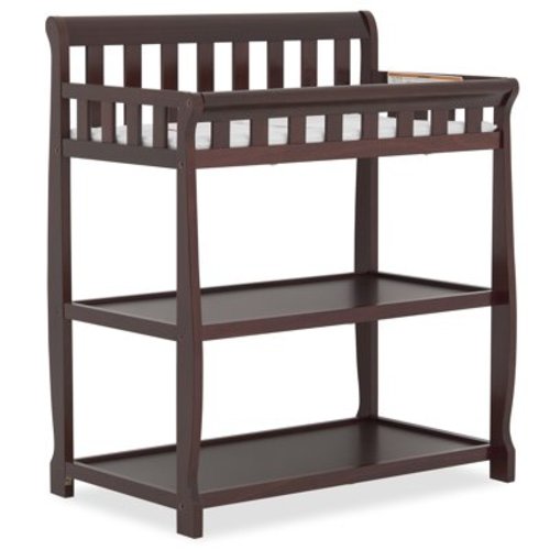 Dream On Me Ashton Changing Table, New Zealand Pinewood, 1 inch Mattress Pad included, Espresso