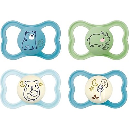 MAM Air Day & Night Baby Pacifier, for Sensitive Skin, Glows in The Dark, 16+ Months, Baby Boy, 4 Count