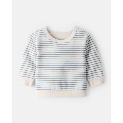 Baby Boy DayDream Fleece Stripe Pullover Sweatshirt - Blue - 6M