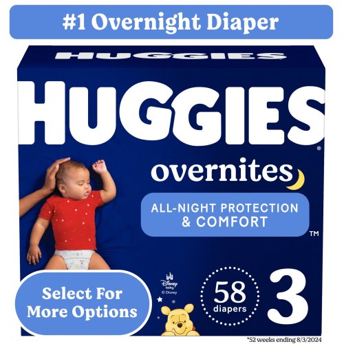Huggies Overnites Nighttime Diapers, Size 3 (16-28 lbs), 58 Ct (Select for More)