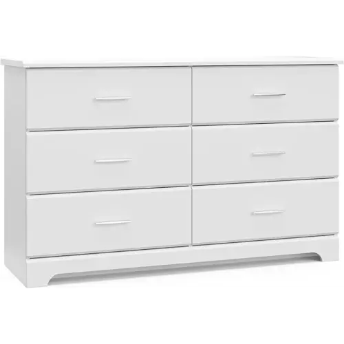 Storkcraft Brookside 6 Drawer Double Dresser (White) – GREENGUARD Gold Certified, Dresser For Nursery, Kids, Chest Of Drawers