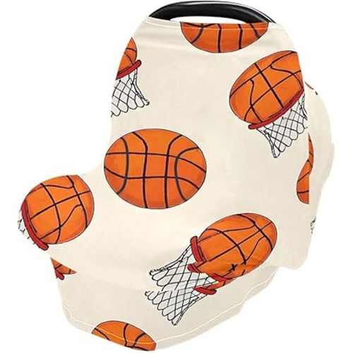 Baby Car Seat Canopy Covers Nursing Cover Stretchy Boys Girls Basketball 1 Carrier Cover Breastfeeding Cover Breathable