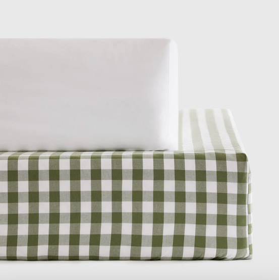 Organic Percale Gingham Crib Sheet 2-Pack in Olive