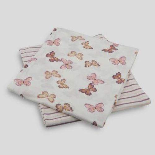 Milkberry 2 Pack Luxury Rayon Of Bamboo Muslin Swaddle Blanket For Baby Girl Pink Stripes And Butterflies