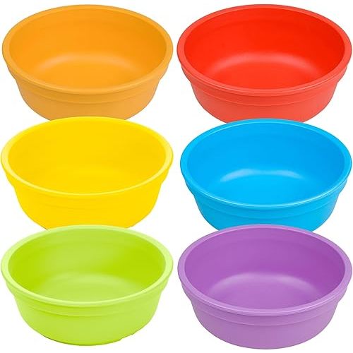 Re-Play 12 Oz. Toddler Bowls for Snack and Everyday Dining - Dishwasher and Microwave Safe - Made in USA - Set of 6-5.75" x 5.75" x 2" - Crayon Box