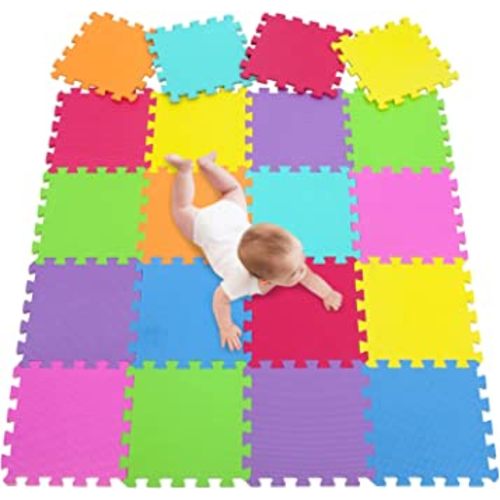 Meiqicool EVA Foam Puzzle Play Mat for Baby - Non Toxic Interlocking Soft Floor Tiles - Kids Toddler Infant Children Room and Yard Exercise Gym Decor - Multi Color,20pcs