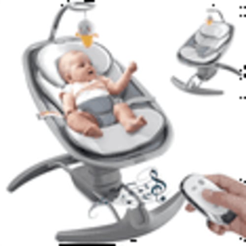 RONBEI Baby Swing for Infants, Portable Swing with Music Playing, Unisex Baby Bouncer, Baby Swing for Home Travel,Dark Gray