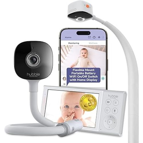HUBBLE CONNECTED GoBaby Wireless Portable Pro — 2K Ultra Clear HD Baby Monitor w/Rollover Detection, True Cry Alerts, Sleep Analytics — w/Camera, HD Parent Unit, Portable Battery, Wall Mount