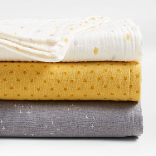 Grey Charms Organic Baby Swaddles, Set of 3