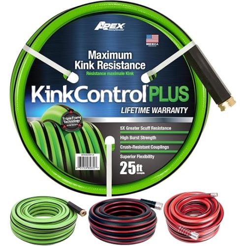 Kink Control Plus Water Hose 25ft - High Burst Strength and Superior Flexibility Garden Hoses, Outdoor Hose with Kink Resistance, Triple Frame Technology, Made in USA.