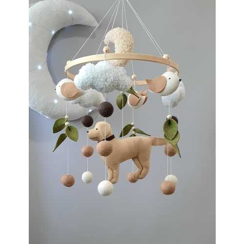 Mobile dog,golden retriever,fawn retriever,mobile Labrador retriever,mobile baby Dog,mobile in the crib,gender-neutral mobile,nursery decor