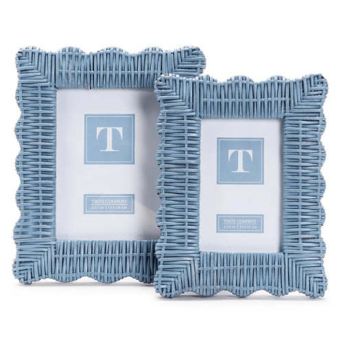Blue Wicker Weave Photo Frame, Set of 2 | Over The Moon