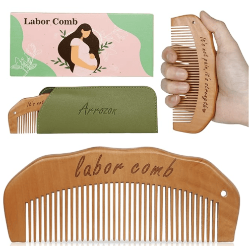 Arrozon Birth Comb for Women Labor, Hospital Bag Must Haves for Pregnant Mom, Wooden Labor comb Natural Labor and Delivery Essentials, New Mom Gifts Birthing Comb