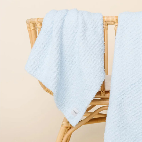 Chenille Blanket - Sky Blue - Small 30”x30”