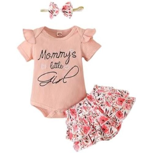 RONGTAI Baby Girl Clothes I Get It Form My MaMa Newborn Infant Outfits Preemie Girls Set with Headband 0-18 Months