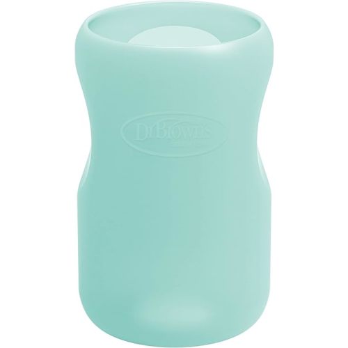 Dr. Brown's Natural Flow Options+ Glass Baby Bottle Sleeves,100% Silicone,9 oz,Wide-Neck,Mint