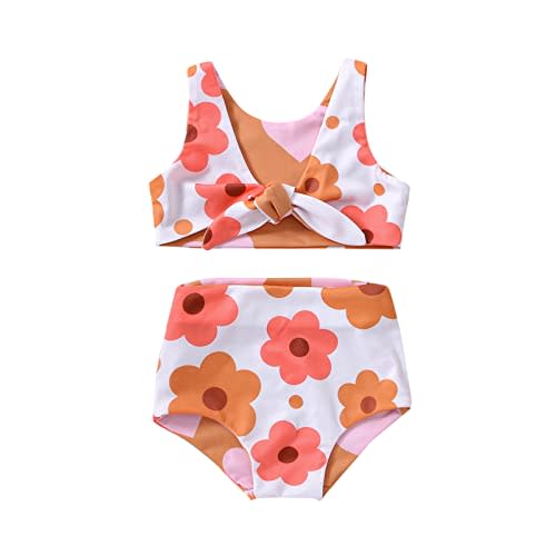 WASAIGOOD Newborn Baby Girl Two Piece Swimsuit Floral Knotted Swim Top and Bottom Tankini Bikini Set Infant Bathing Suit Girl