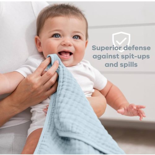Comfy Cubs Muslin Burp Cloths 20" x 10", Pack of 6 - Large, 6-Layer, Ultra Absorbent 100% Cotton for Baby Drool and Messes - Soft, Safe & Gentle Baby Burp Cloths Set for Boys & Girls - Slate