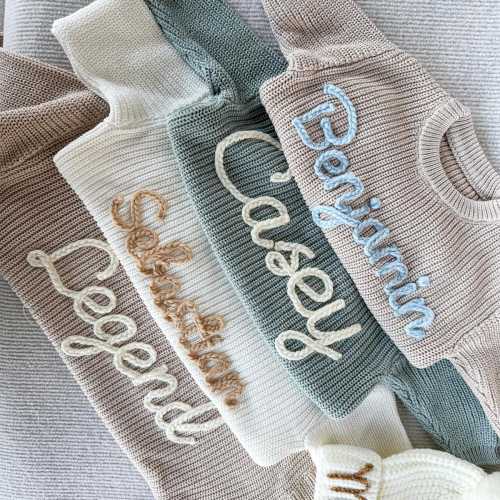 Custom hand embroidered Name Sweater Baby , Custom Baby Name Sweater, Personalized name baby and toddler knit sweater